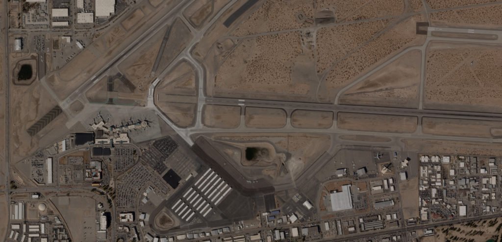 A satellite image of El Paso International Airport