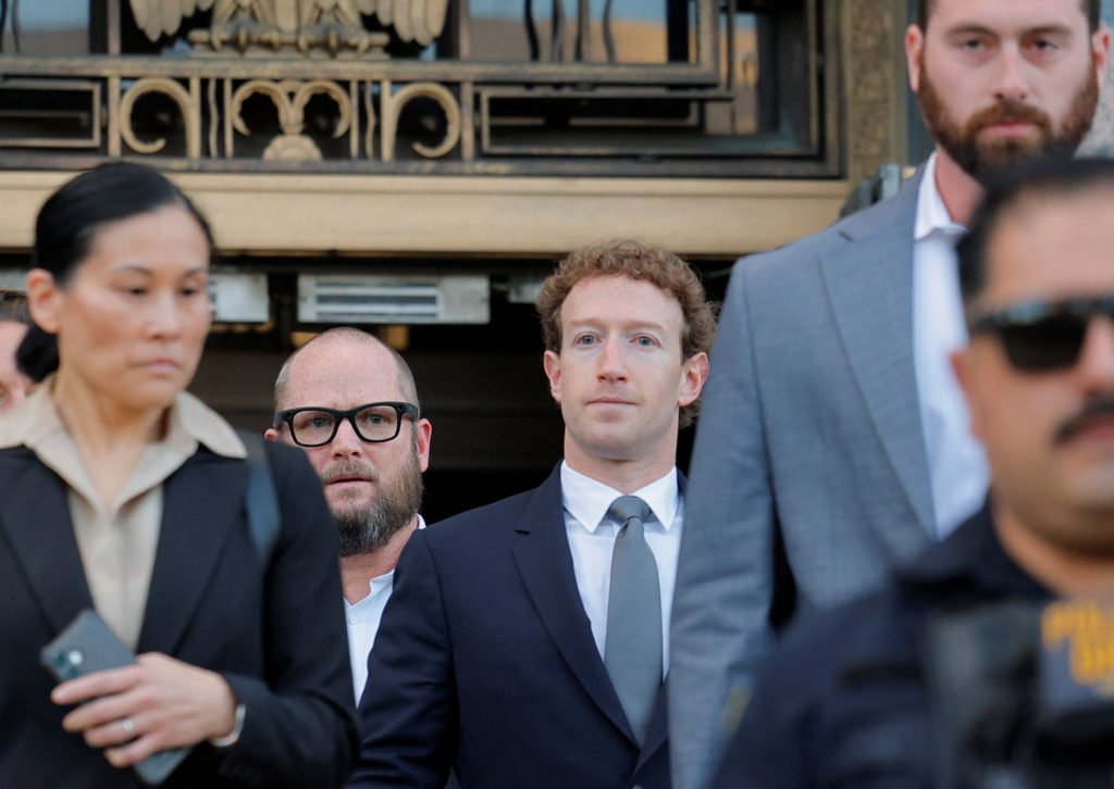 Meta Platforms CEO Mark Zuckerberg departs the court in Los Angeles, California