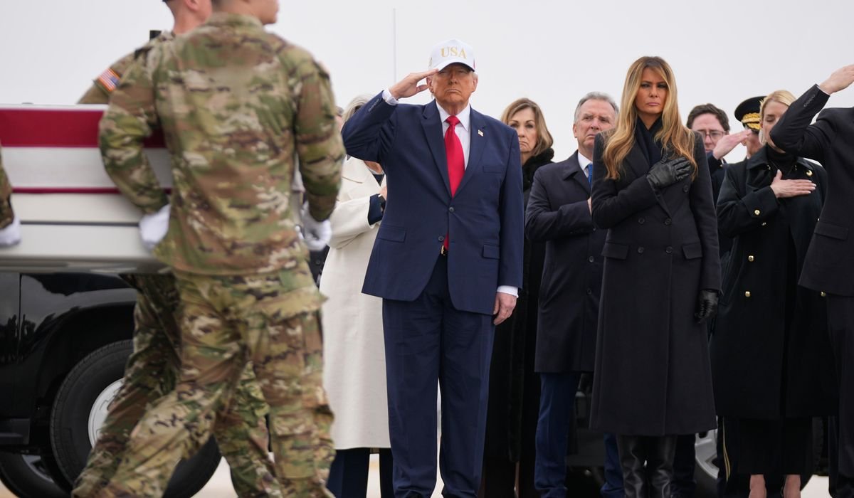 Trump grieves with families during return of soldiers killed in war in the Middle East