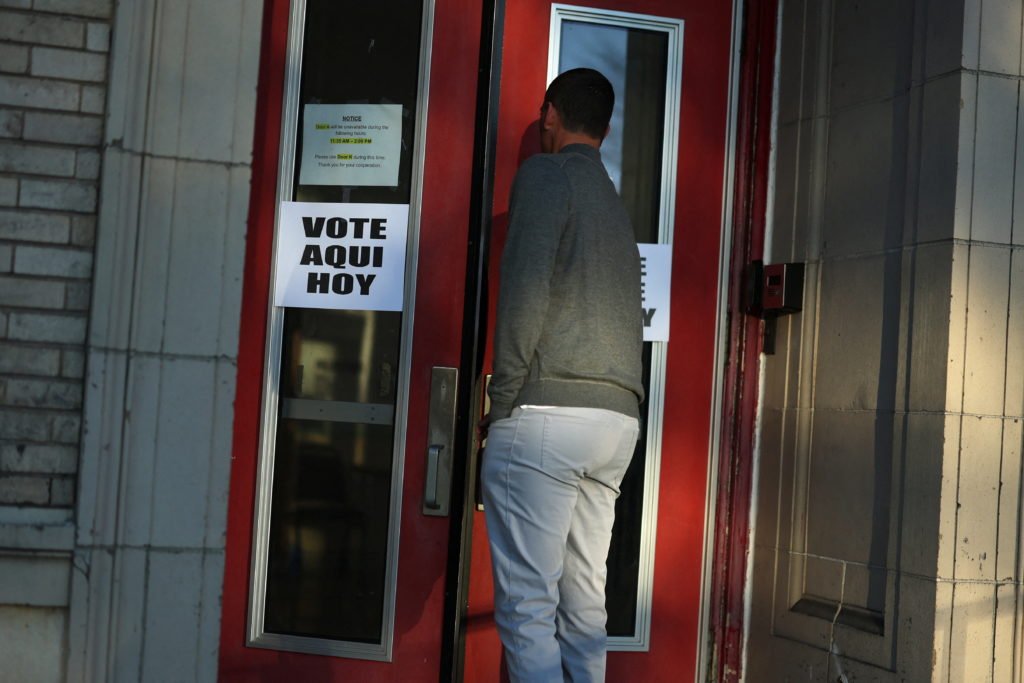 Voters arrive at polling site on Election Day in Montclair New Jersey