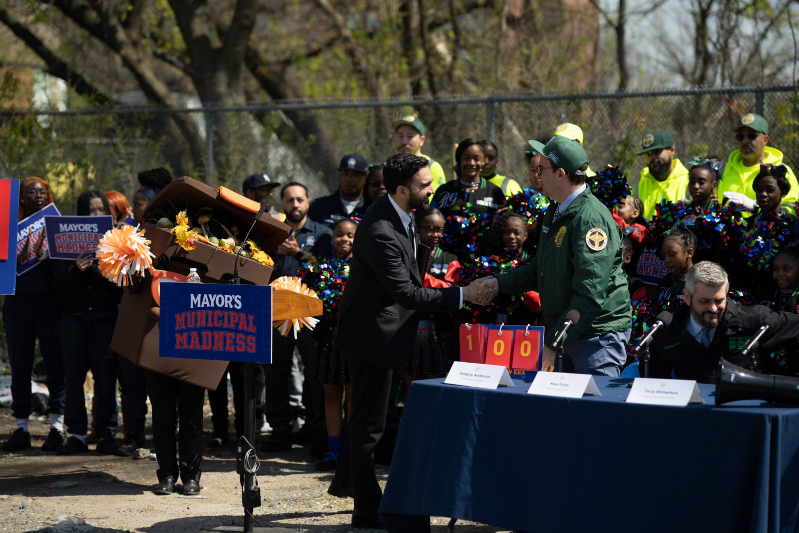 Mayor Zohran Mamdani marked 100 days with a trash-pickup celebration in the Bronx.