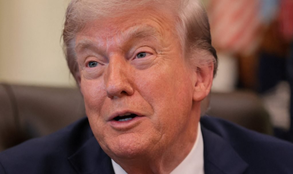U.S. President Donald Trump speaks in the Oval Office at the White House