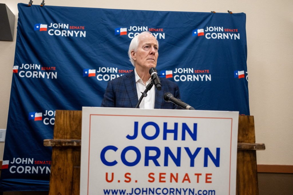 U.S. Senator John Cornyn (R-TX) campaigns for re-election in Schertz, Texas