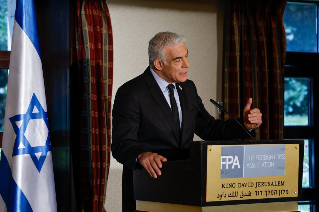 Yair Lapid, co-founder of Israeli political alliance Together, holds press conference in Jerusalem