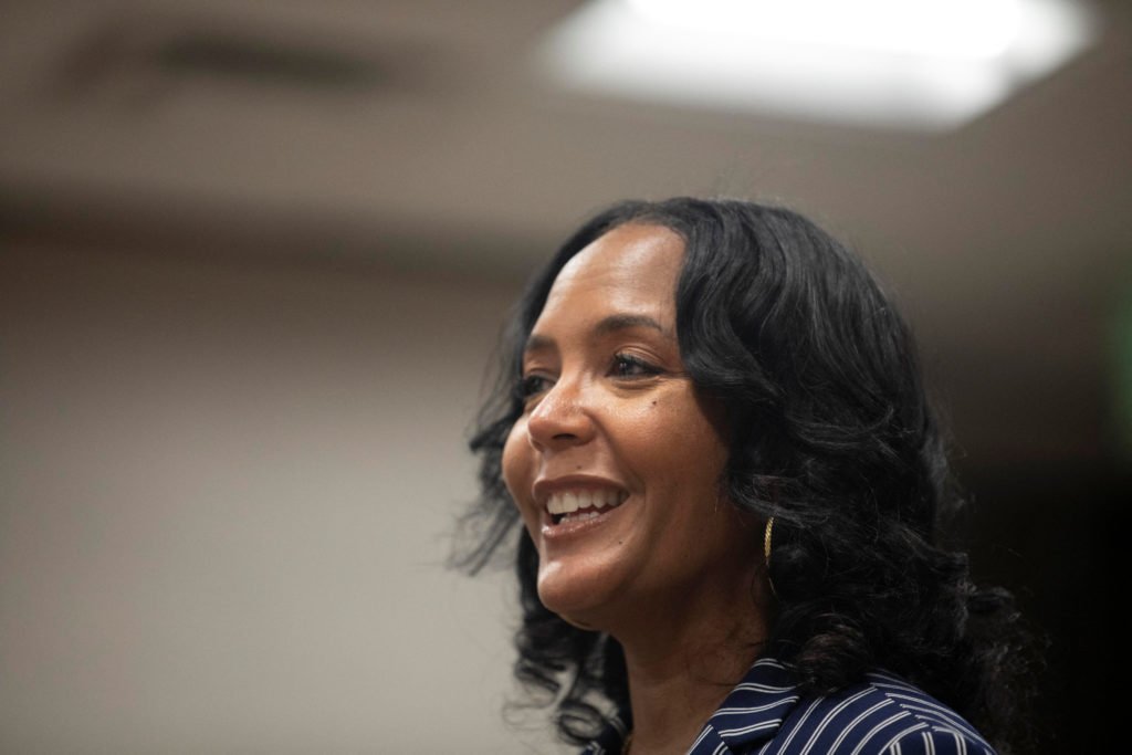 Keisha Lance Bottoms phone banks during the Georgia Midtern Primary Elections in Atlanta, Georgia
