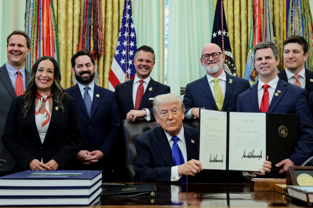 U.S. President Donald Trump in the Oval Office at the White House in Washington