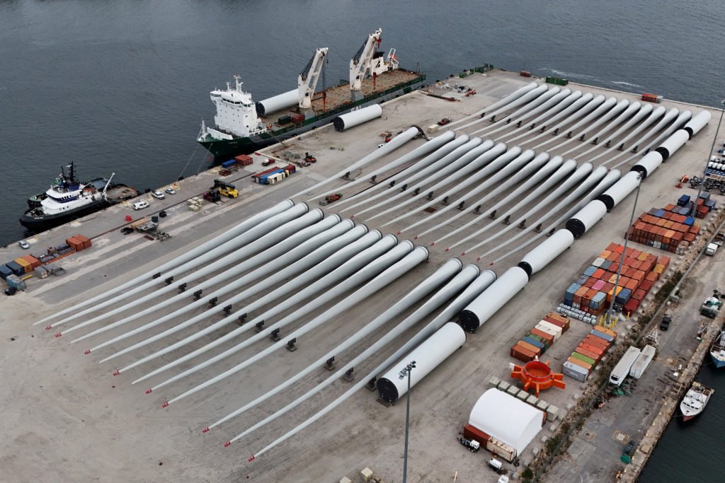FILE PHOTO: Rotor blades and other parts for for the ongoing construction of the Revolution Wind in New London