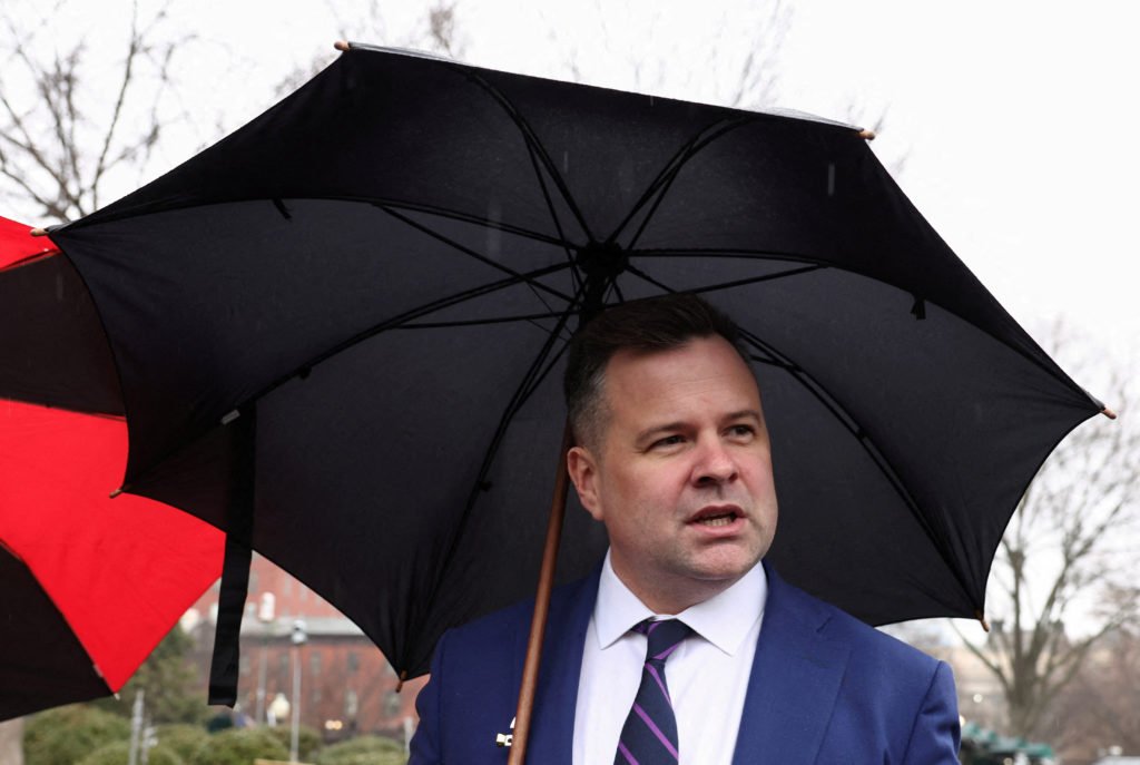 FILE PHOTO: U.S. Federal Housing Finance Agency Director Bill Pulte speaks with reporters in Washington