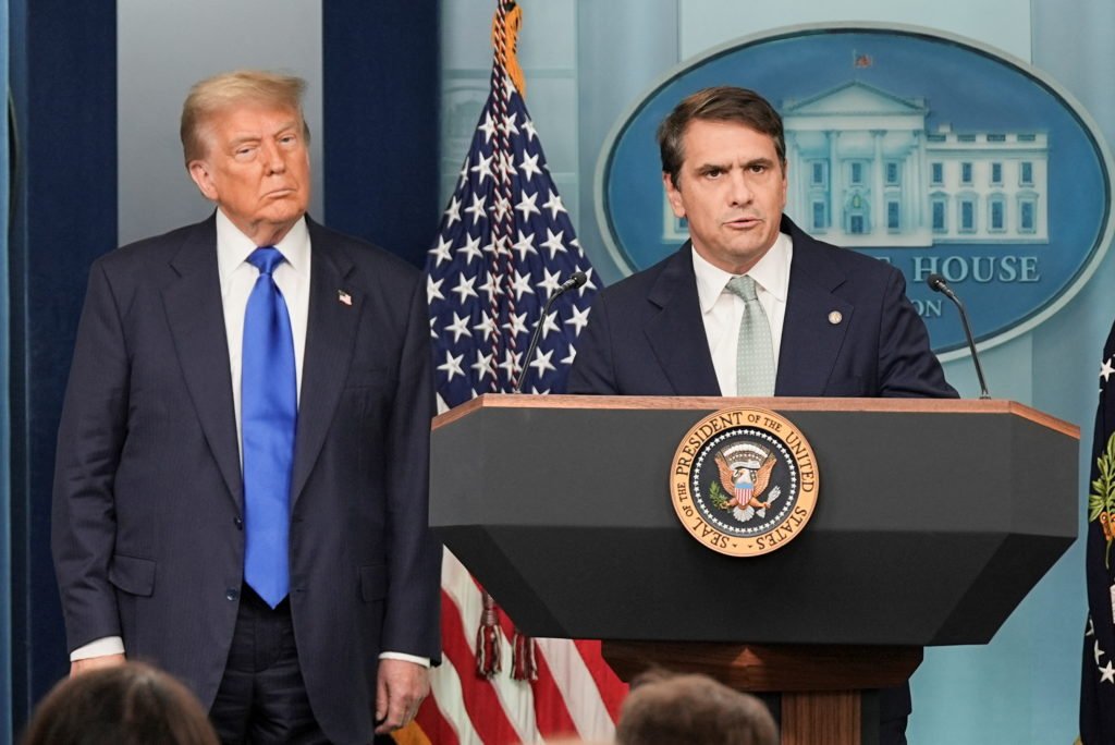 U.S. President Trump speaks to the media at the White House in Washington